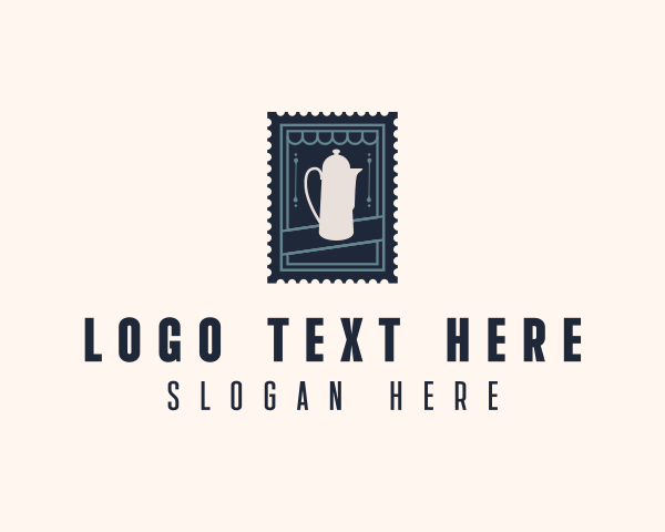 Tea House Kettle Stamp logo