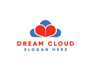 Love Heart Cloud  logo design