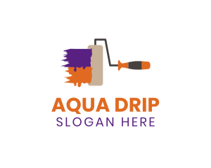 Colorful Paint Roller Drip logo design