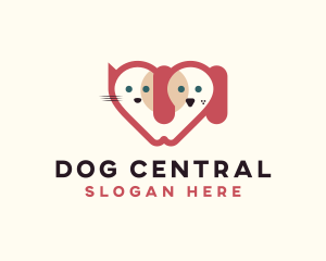 Cat Dog Care Heart logo design