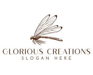 Flying Dragonfly Wings logo design