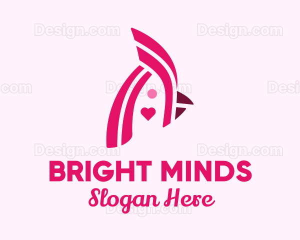 Minimalist Pink Lovebird Logo