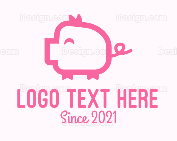 Cute Pink Pig Logo