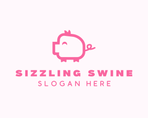 Cute Pink Pig  logo design