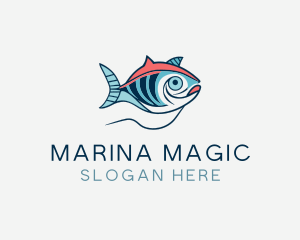 Marine Sea Ocean Fish logo design