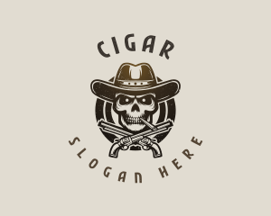 Skull Cowboy Guns logo design