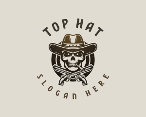 Skull Cowboy Guns logo design