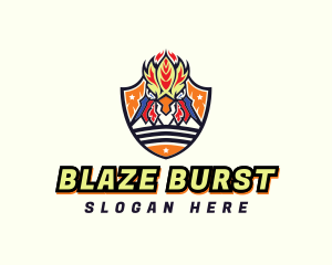 Blazing Rooster Shield logo design