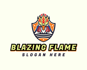 Blazing Rooster Shield logo design