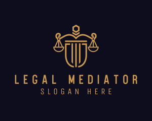 Legal Justice Scale Shield logo design