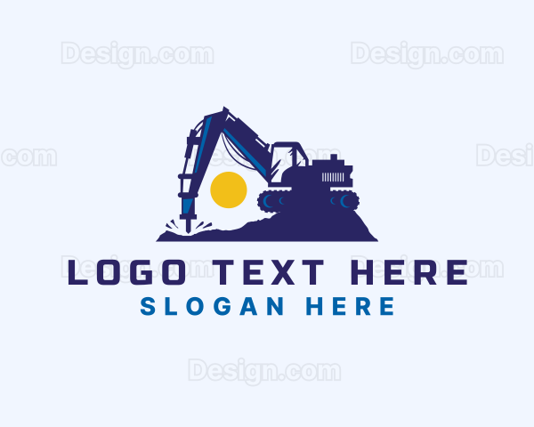 Excavator Drill Construction Logo