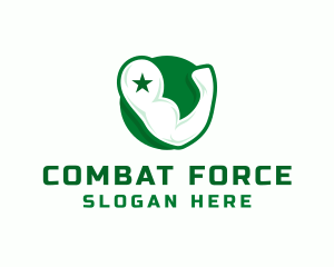 Military Muscle Flex logo design