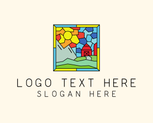 Stained Glass Outdoor Barn House logo