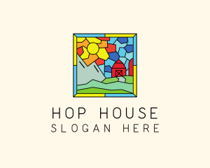 Stained Glass Outdoor Barn House logo design