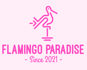 Pink Flamingo Line Art logo design