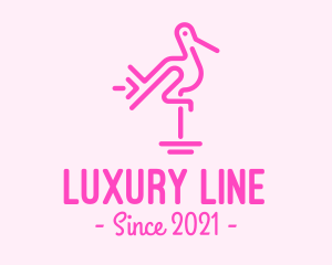 Pink Flamingo Line Art logo design