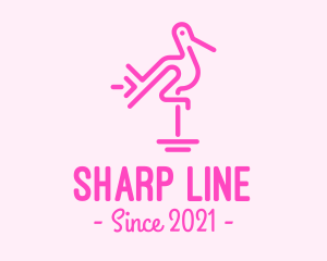 Pink Flamingo Line Art logo design