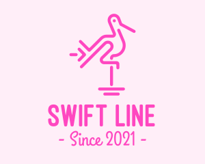 Pink Flamingo Line Art logo design