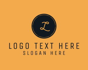 Black Orange Circle Stamp Logo