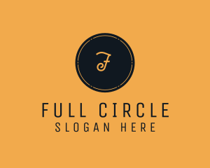 Black Orange Circle Stamp logo design