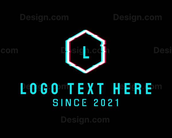 Digital Hexagon Glitch Logo