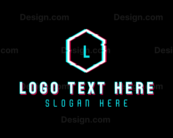 Digital Hexagon Glitch Logo