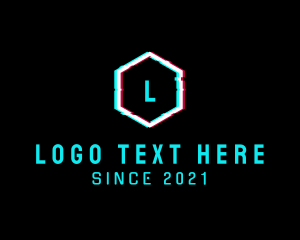 Music - Digital Hexagon Glitch logo design
