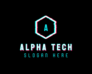 Digital Hexagon Glitch logo design