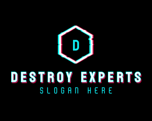 Digital Hexagon Glitch logo design