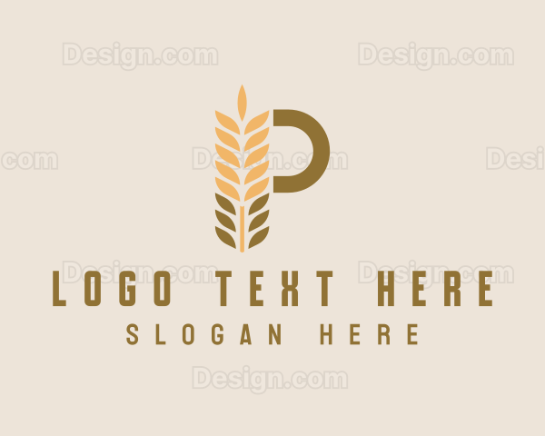 Brown Wheat Letter P Logo