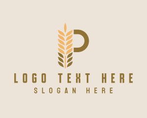 Brown Wheat Letter P logo