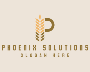 Brown Wheat Letter P logo design