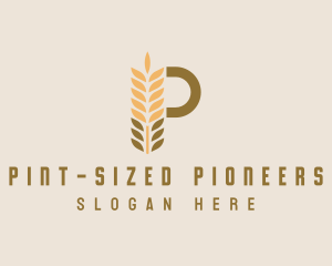 Brown Wheat Letter P logo design