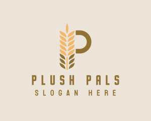 Brown Wheat Letter P logo design