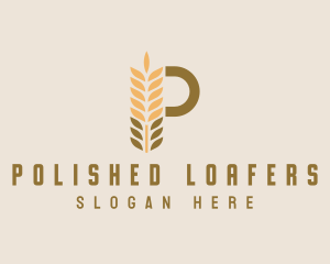 Brown Wheat Letter P logo design