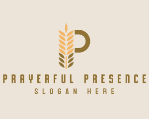 Brown Wheat Letter P logo design