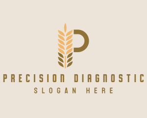 Brown Wheat Letter P logo design