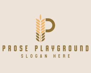 Brown Wheat Letter P logo design