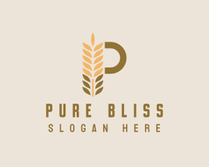 Brown Wheat Letter P logo design