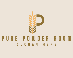 Brown Wheat Letter P logo design