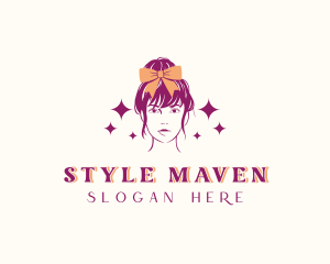 Woman Hair Ribbon Accessory logo design