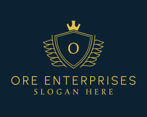 Wreath Shield Crown logo design