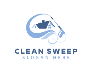 Blue Home Wash Cleaning logo design