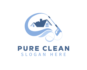 Blue Home Wash Cleaning logo design