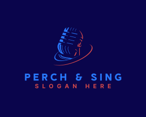 Microphone Sing Podcast logo design