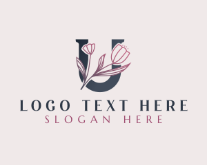 Elegant Floral Beauty Letter U logo