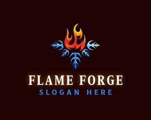 Flame Snowflake HVAC logo design