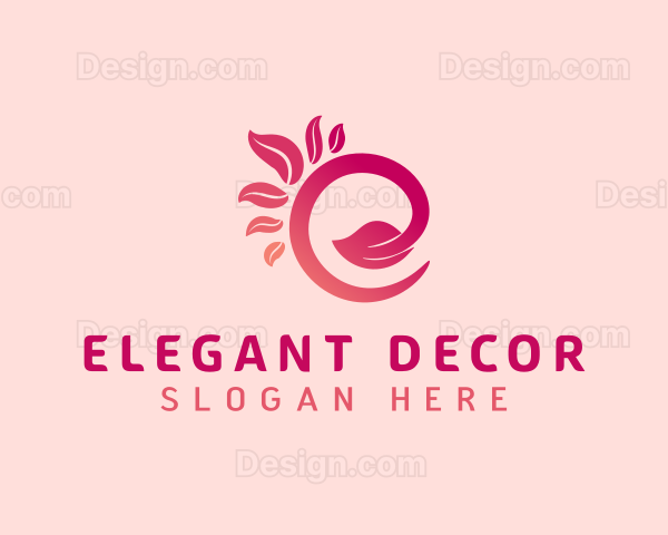 Pink Leaf Letter E Logo
