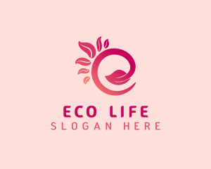 Pink Leaf Letter E logo design