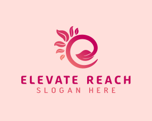 Pink Leaf Letter E logo design